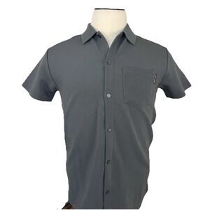 NWT Scott James Men's Large Gray Short Sleeve Shirt Performance Ribbed Knit NEW